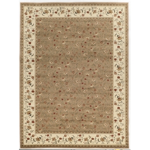 Pemberly Row Traditional 5'5&quot x 7'7&quot Rectangular Fabric Rug in Beige