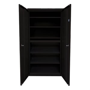 Pemberly Row Modern Industrial Office 5 Adjustable Shelves Storage in Black