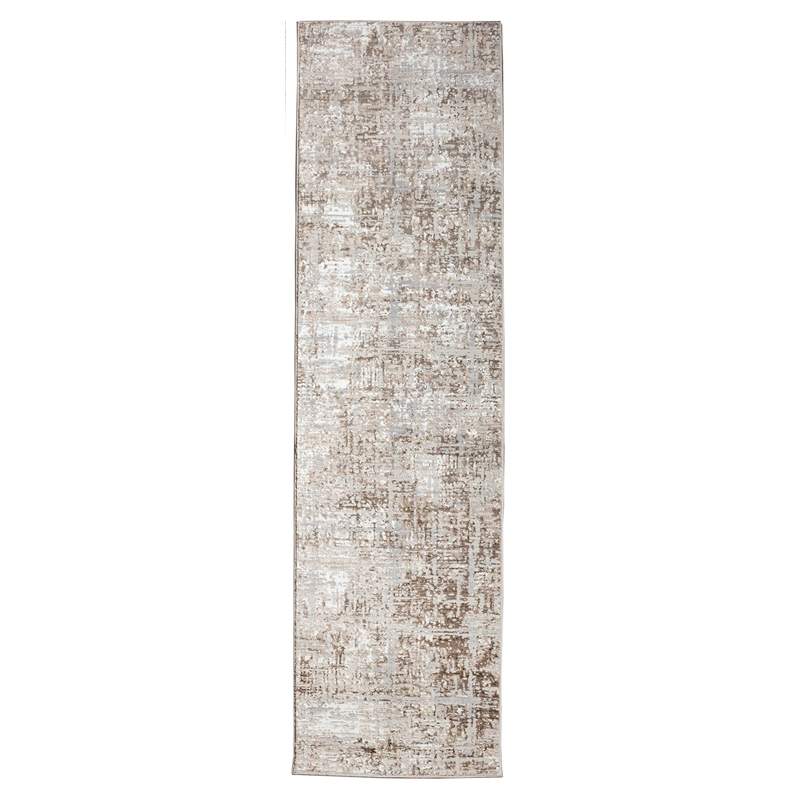 Pemberly Row Polyester Transitional Striated Beige Runner Area Rug