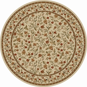 Pemberly Row Traditional 8' x 8' Circular Fabric Rug in Ivory