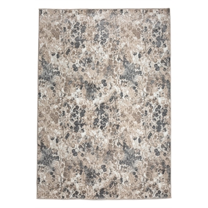 Pemberly Row Polyester Transitional Floral Gray 3x5 Area Rug