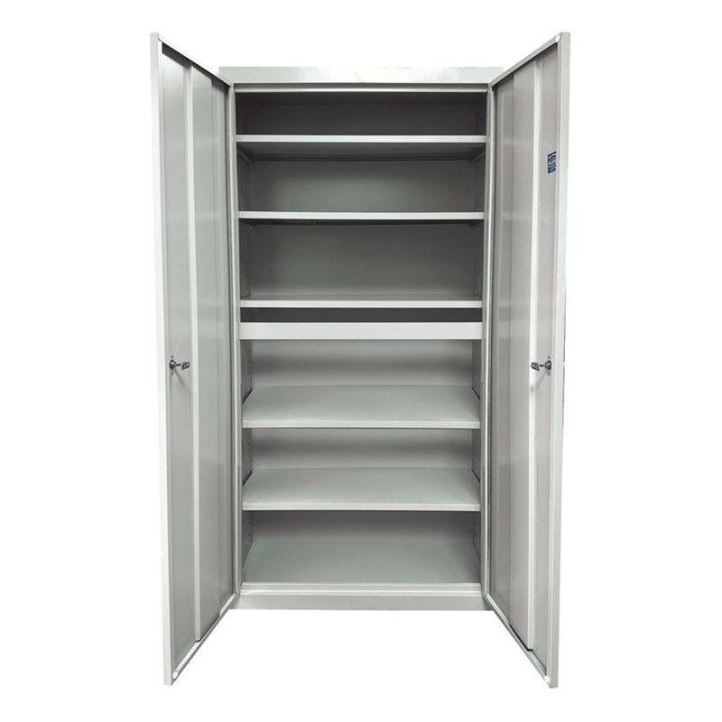 Pemberly Row Modern Industrial Office 5 Adjustable Shelves Storage in Gray