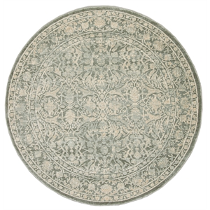 Pemberly Row 5'3 Round Traditional Oriental Vintage Area Rug in Green
