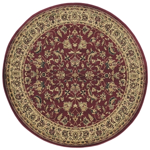 Pemberly Row Traditional 5'3&quot x 5'3&quot Round polypropilene Rug in Burgundy Red