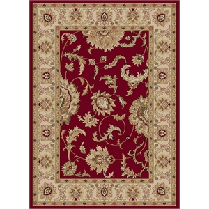Pemberly Row Traditional 3'3&quot x 4'11&quot Rectangular Fabric Rug in Red