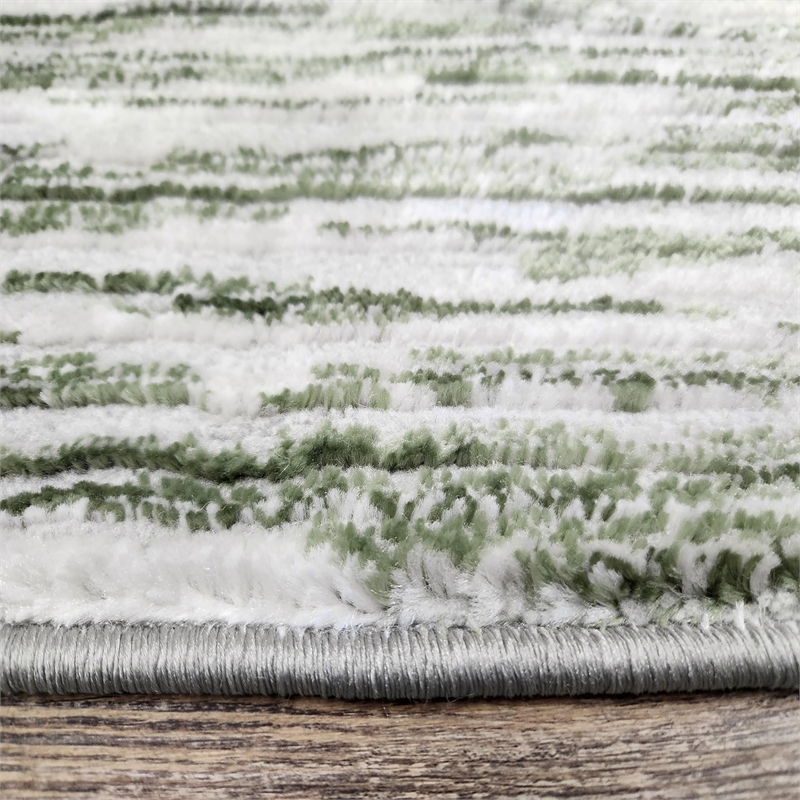 Pemberly Row Polyester Transitional Striated Green Runner Area Rug
