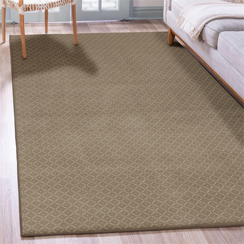 Pemberly Row Transitional Geometric 7'9 x 11' Polypropylene Area Rug in Beige