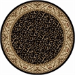 Pemberly Row Traditional 8' x 8' Circular Fabric Rug in Black
