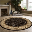 Pemberly Row Traditional 8' x 8' Circular Fabric Rug in Black