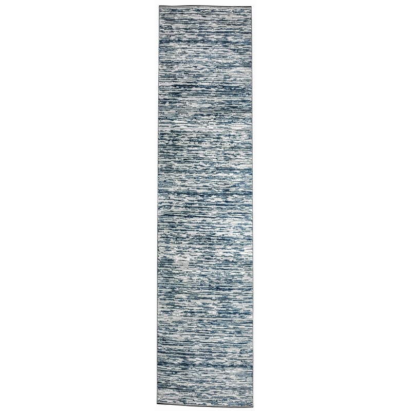 Pemberly Row Polyester Transitional Striated Blue Runner Area Rug