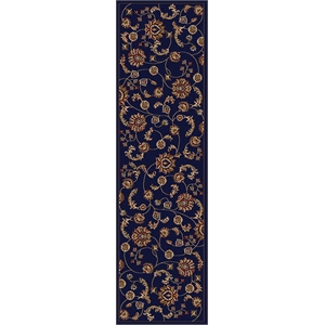 Pemberly Row Traditional 2'2&quot x 7'7&quot Rectangular Fabric Rug in Blue