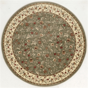 Pemberly Row Traditional 5'3&quot x 5'3&quot Circular Fabric Rug in Green