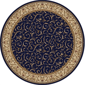Pemberly Row Traditional 5'3&quot x 5'3&quot Circular Fabric Rug in Blue