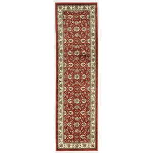 Pemberly Row Traditional 2'2&quot x 7'7&quot Rectangular Fabric Rug in Red
