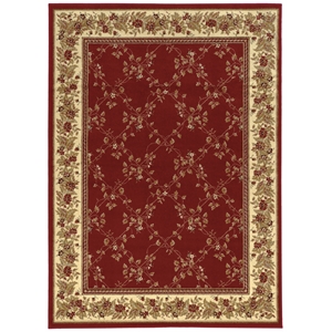 Pemberly Row Traditional 5'5&quot x 7'7&quot Rectangular Fabric Rug in Red