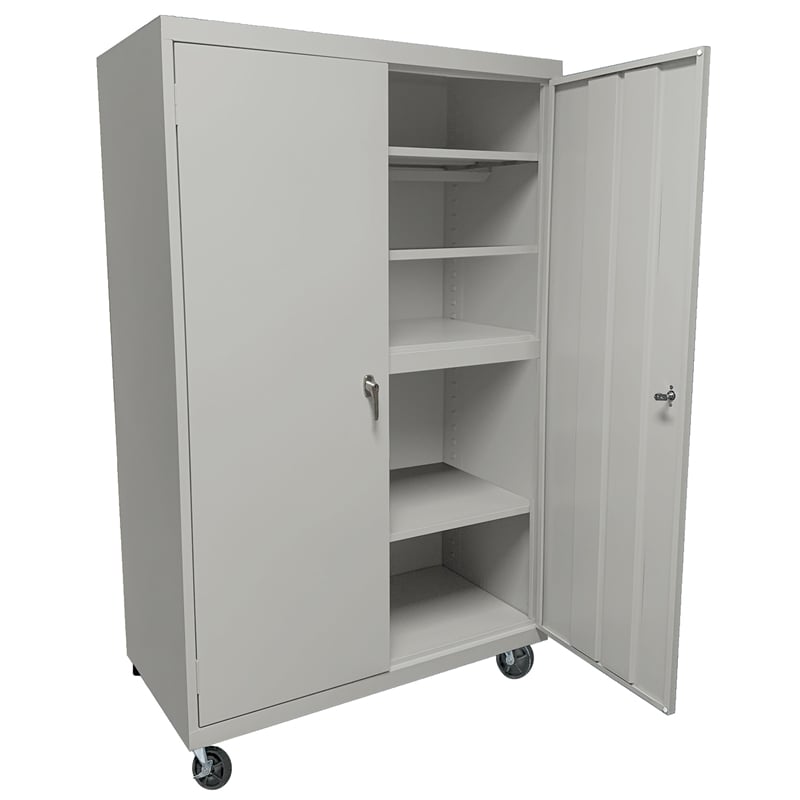 Pemberly Row Modern Industrial Office Mobile Storage Cabinet in Gray