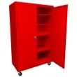 Pemberly Row Modern Industrial Office Mobile Storage Cabinet in Red