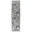 Pemberly Row Polyester Transitional Floral Blue Runner Area Rug