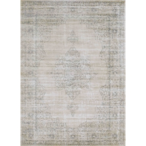 Pemberly Row Traditional 5'3&quot x 7'3&quot Rectangular Fabric Rug in Bone White