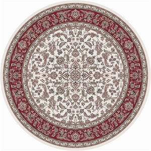 Pemberly Row Traditional 7'10&quot x 7'10&quot Circular Fabric Rug in Ivory