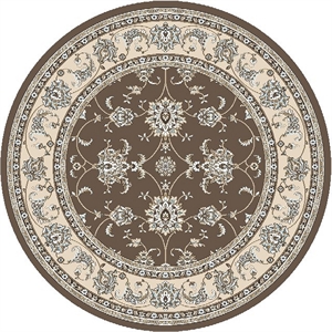 Pemberly Row Traditional 7'10&quot x 7'10&quot Circular Fabric Rug in Brown