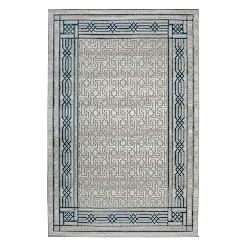 Pemberly Row Polyester Transitional BordeRed Blue 5x8 Area Rug