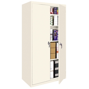 Pemberly Row Modern Industrial Office Fixed Shelf Storage Cabinet in Almond