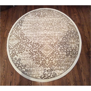 Pemberly Row Traditional 7'10&quot x 7'10&quot Circular Fabric Rug in Bone White