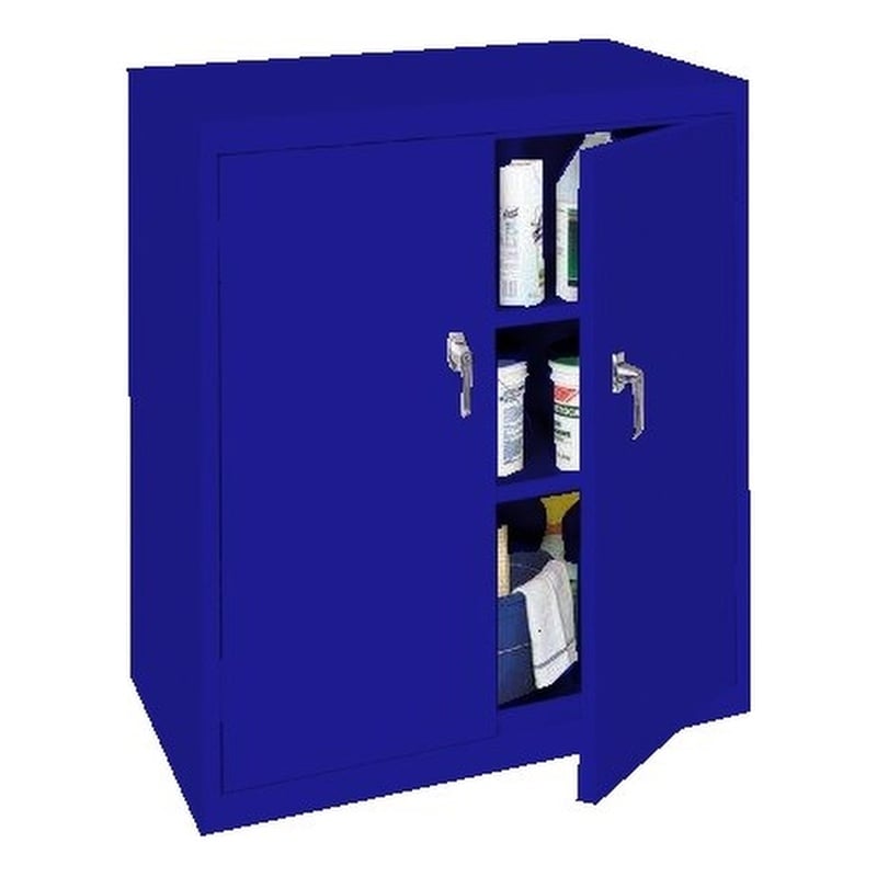 Pemberly Row Modern Industrial Office Counter High Cabinet in Blue