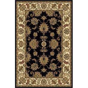 Pemberly Row Traditional 3'3&quot x 5'4&quot Rectangular Fabric Rug in Black
