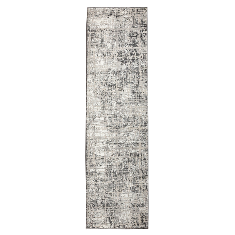 Pemberly Row Polyester Transitional Striated Gray Runner Area Rug