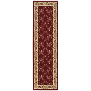 Pemberly Row Traditional 2'2&quot x 7'7&quot Rectangular Fabric Rug in Red