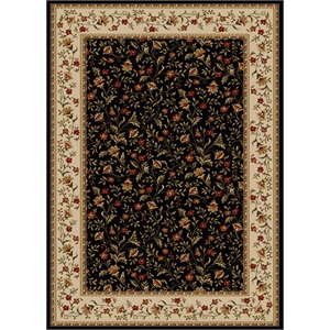 Pemberly Row Traditional 5'5&quot x 7'7&quot Rectangular Fabric Rug in Black