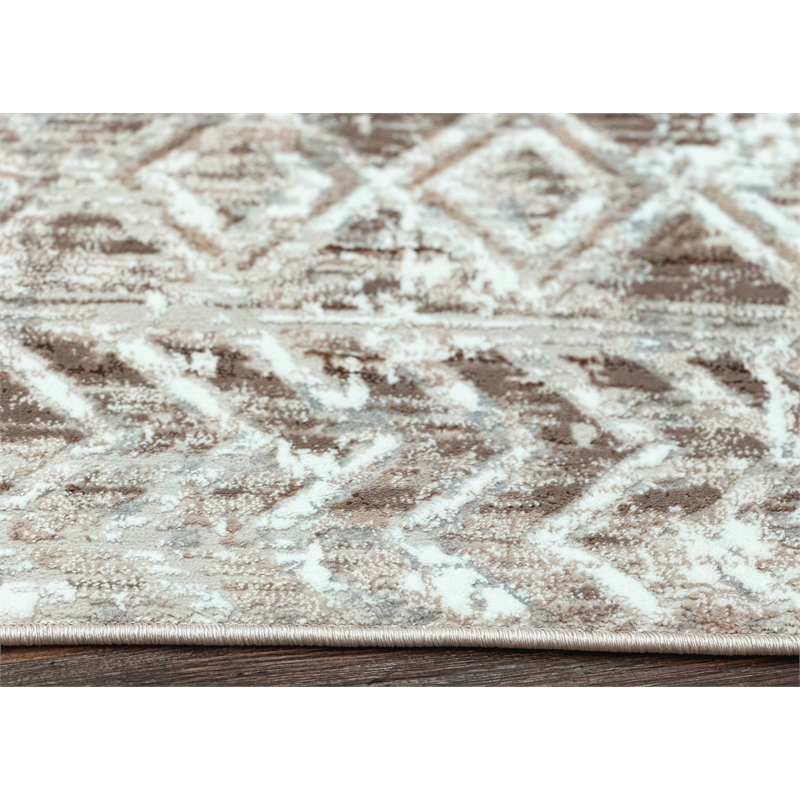 Pemberly Row Polyester Transitional Geometric Beige 8x10 Area Rug