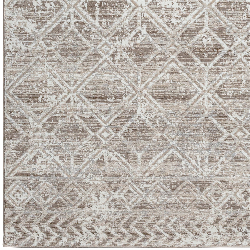 Pemberly Row Polyester Transitional Geometric Beige 8x10 Area Rug