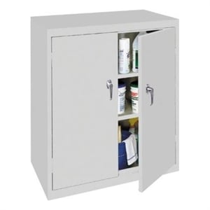 Pemberly Row Modern Industrial Office Counter High Cabinet in Gray