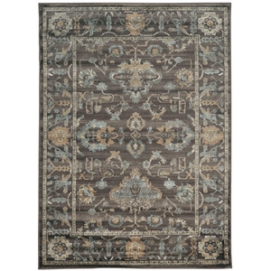 Pemberly Row Traditional 5'3&quot x 7'3&quot Rectangular Fabric Rug in Brown