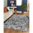 Pemberly Row Polyester Transitional Floral Blue 3x5 Area Rug