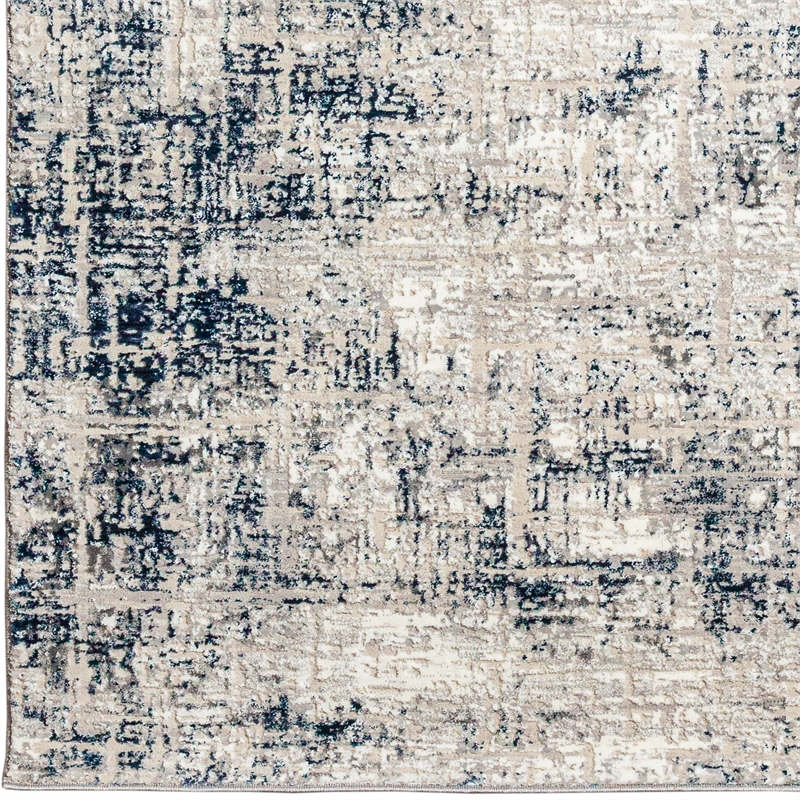Pemberly Row Polyester Transitional Striated Blue 5x8 Area Rug