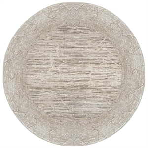 Pemberly Row Polyester Transitional Crackled Beige 8' Round Area Rug
