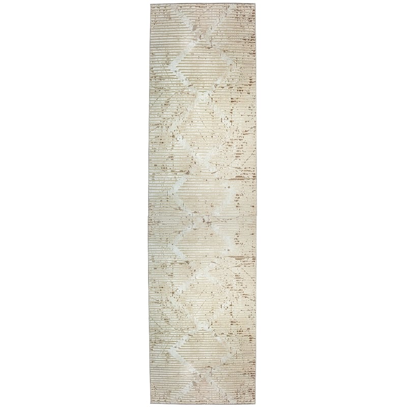 Pemberly Row Polyester Transitional Geometric Beige Runner Area Rug