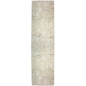 Pemberly Row Polyester Transitional Geometric Beige Runner Area Rug