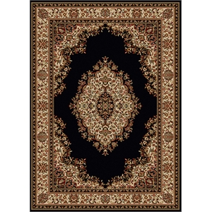 Pemberly Row Traditional 3'3&quot x 4'11&quot Rectangular Fabric Rug in Black