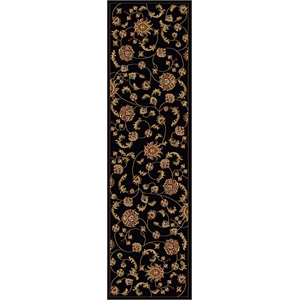 Pemberly Row Traditional 2'2&quot x 7'7&quot Rectangular Fabric Rug in Black