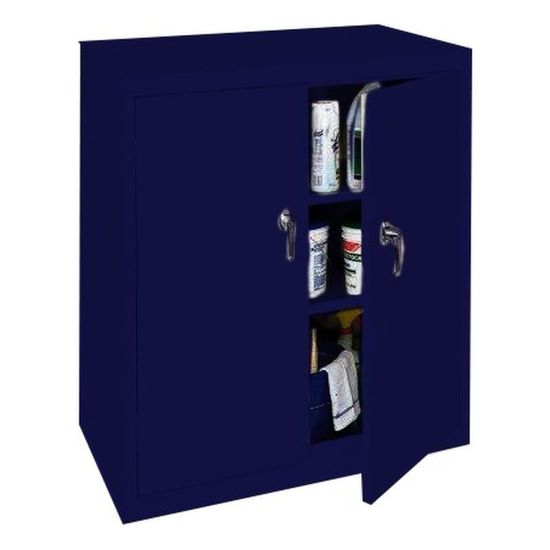 Pemberly Row Modern Industrial Office Counter High Cabinet in Navy