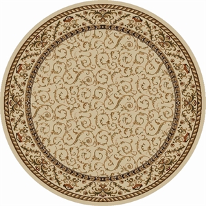 Pemberly Row Traditional 8' x 8' Circular Fabric Rug in Ivory