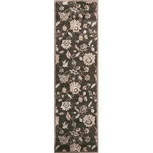 Pemberly Row Traditional 2'2&quot x 7'7&quot Rectangular Fabric Rug in Brown