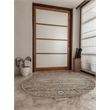 Pemberly Row 5'3 Round Traditional Oriental Vintage Area Rug in Beige