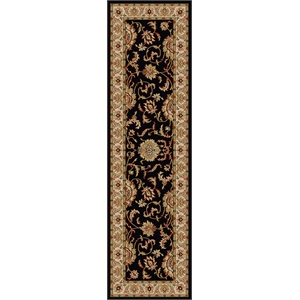 Pemberly Row Traditional 2'2&quot x 7'7&quot Rectangular Fabric Rug in Black