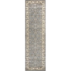 Pemberly Row Traditional 2'2&quot x 7'7&quot Rectangular Fabric Rug in Gray